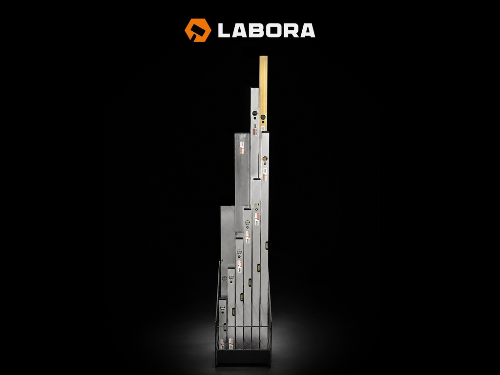 Waterpas LABORA 150 cm, dikwandig aluminium, 2 libellen