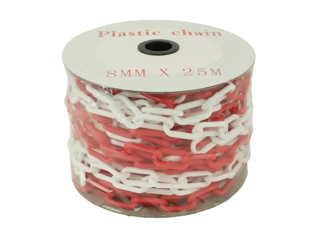 [998708] Chaîne de balisage en plastique 8 mm, rouge-blanc 25 mètres